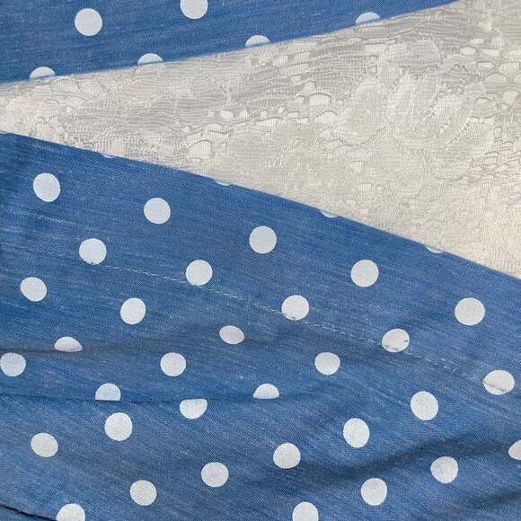 Vintage- Fredrick’s Of HollywoodLight Blue Polka Dot Peplum Dress - Picture 6 of 6